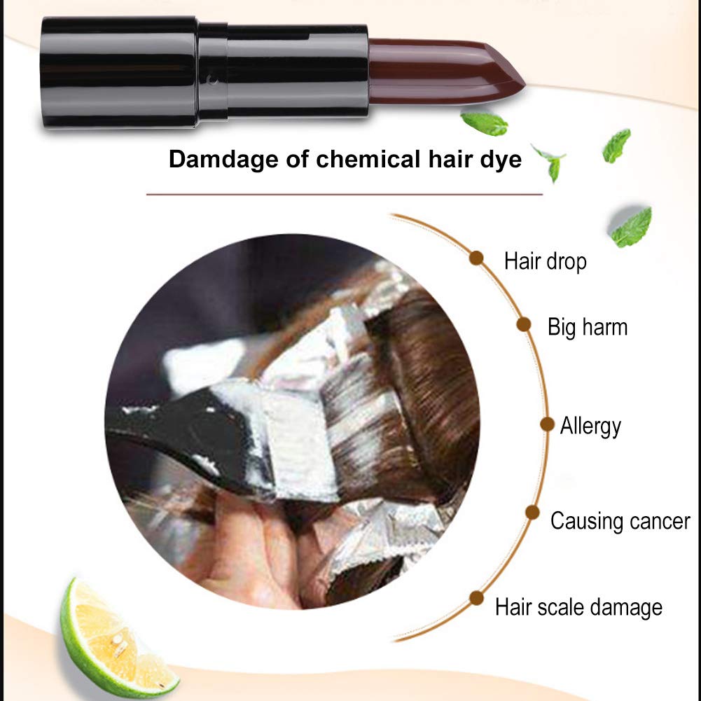 Sonew Hair Color Dye Pencil, Hair Color Pen, One time Hair Dye Pencil, Temporary Lipstick Hair Dye, White Hair Cover, Instant Black Root Coverage, DIY Makeup Dye Pencil (Brown)