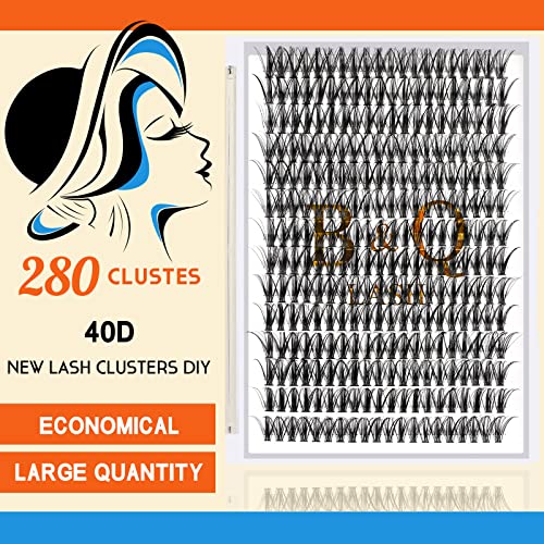 Lash Clusters 40D-D-16mm Individual Lashes 280 Clusters Manga Lashes False Eyelash Lash Clusters Extensions Individual Lashes Cluster DIY Eyelash Extensions at Home (40D-D,16mm)