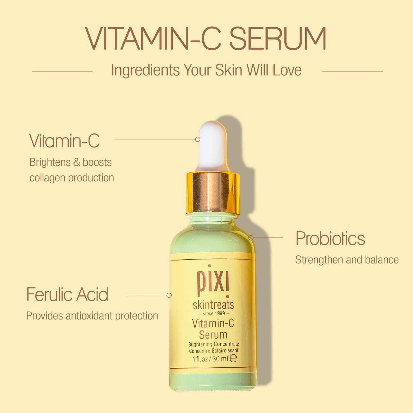 Pixi Vitamin-C Serum | Brightening Serum For Radiant Skin | Daily Vitamin-C Serum | Maintain A Youthful Complexion | 1.01 Fl Oz