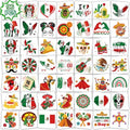 Mexican Independence Day Temporary Tattoos,96pcs Pre-cut Individually Mexico Flag Themed Face Tattoo Stickers for September 16th Viva Mexican Party Decorations Favors Suppy
