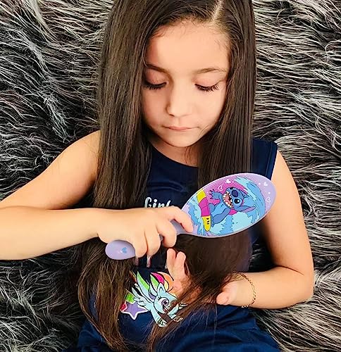 Stitch Hair Brush and 4 Scrunchies Set for Girls - Detangling Brush and Elastic Hair Ties for Ages 3+