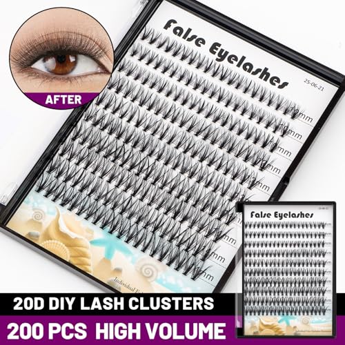 20D Cluster Eyelashes Mixed 10-16mm D Curl 0.07mm 200 Pcs
