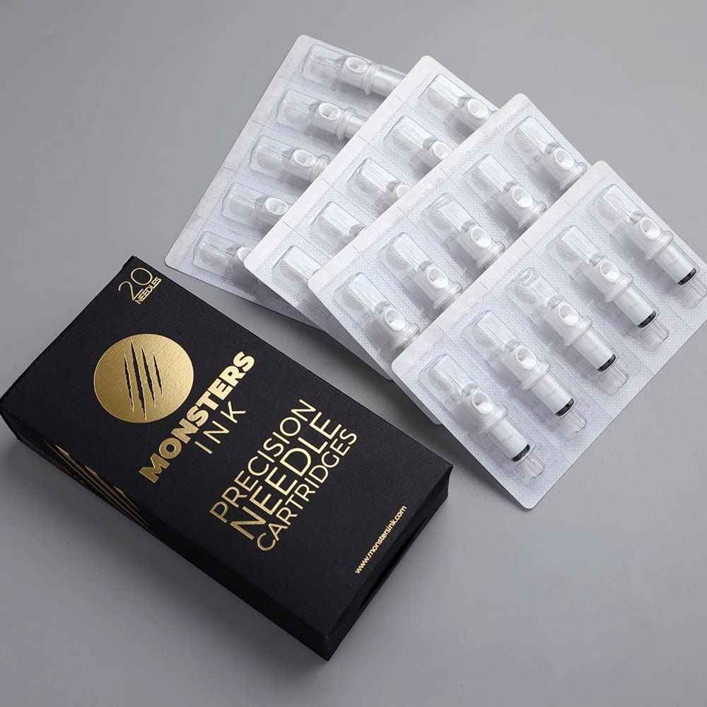 Monster Ink Curved Magnum Tattoo Cartridges,Tattoo Ink Cartridges, Tattoo Needle Cartridge for Tattoo Machine, 20 pcs (23 Round Magnum 0.35mm)