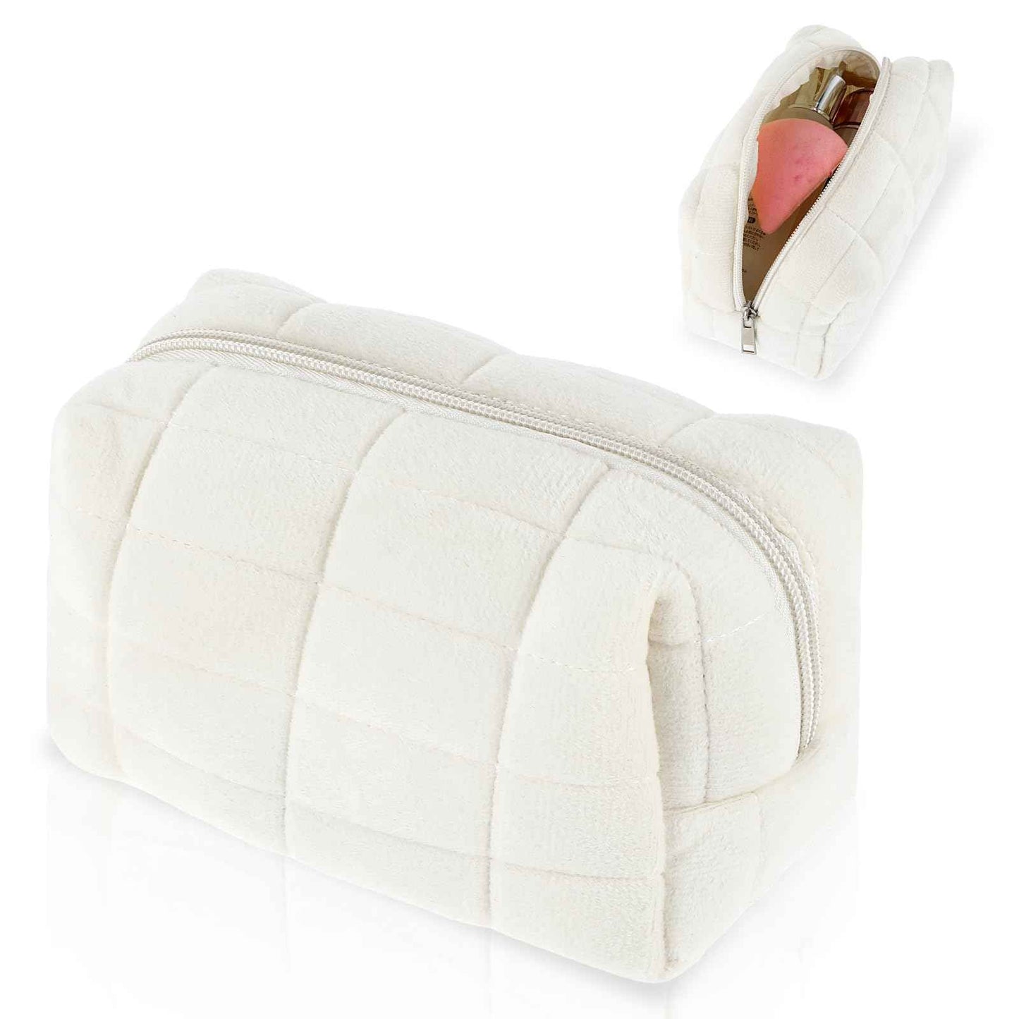 Sibba Makeup Case Make Up Cosmetic Organizer Travel Toiletry Bags Skin Care Pouch Small Fluffy Purse Collection Traveling Makup Beauty Women