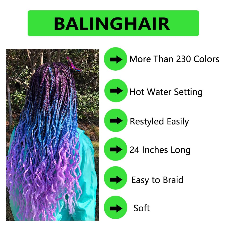 Braiding Hair Ombre Blue 24 Inch Kanekalon Braid Hair Extensions Hot Water Setting (C1-1Pack)