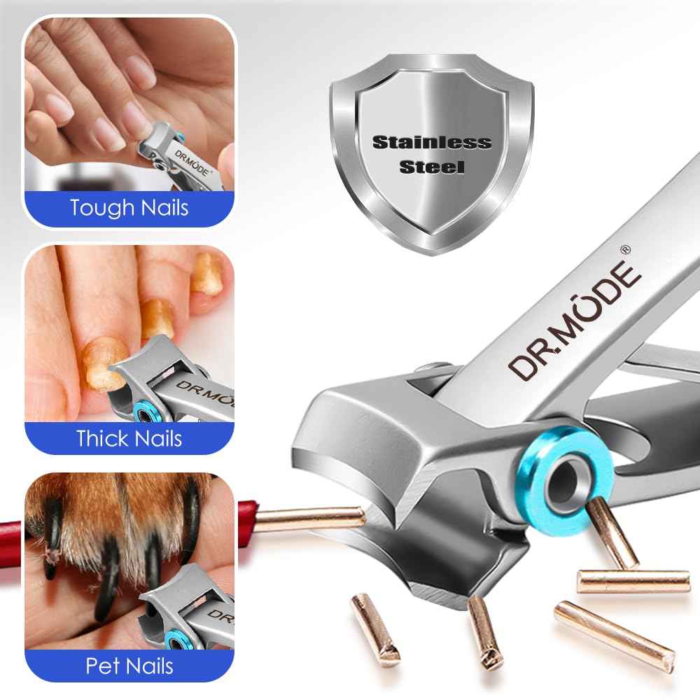 Toenail Clippers for Seniors Thick Toenails, Heavy Duty Wide Opening Toe Nail Clippers for Men Thick Ingrown Nails, Large 360 Degree Rotary Anti-Splash Finger Nail Clippers Adult with Catcher