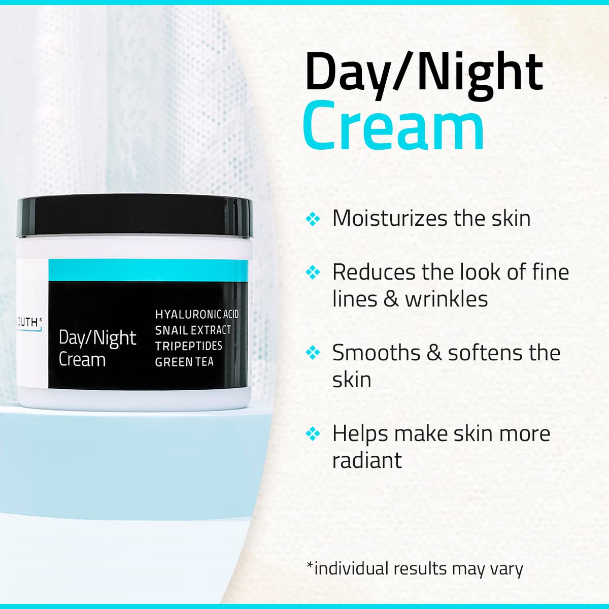 YEOUTH Day Night Cream for Face with Hyaluronic Acid, Snail Mucin and Copper Tripeptide, Moisturizer Face Cream, Hydrating Face Moisturizer for Women and Men 2oz