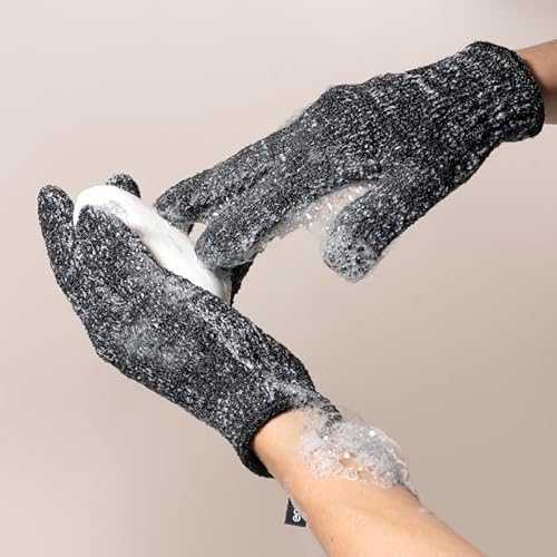 EcoTools Charcoal Bath + Shower Gloves, Exfoliating Gloves Remove Dead Skin & Cleanse Whole Body, Bath Gloves Infused With Charcoal To Scrub & Purify Skin, Cruelty Free, 1 Pair (2 Gloves) (Pack of 2)