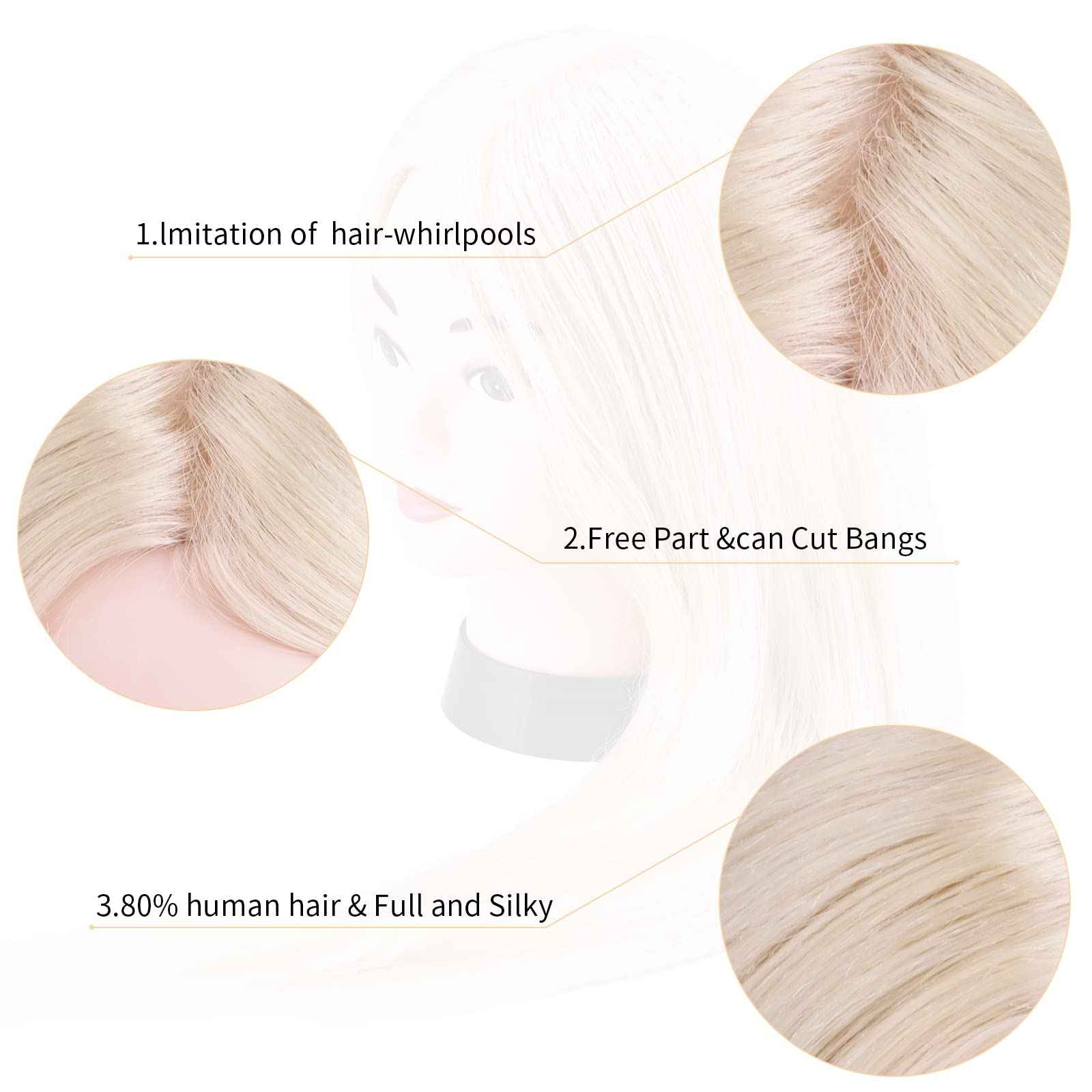 Beauty Star Mannequin Head with 80% Real Human Hair, Doll Head for Hair Styling, Cosmetology Training Manikin Practice Head with Clamp Stand and Braiding Kit (Suitable for Straightening, Curling)