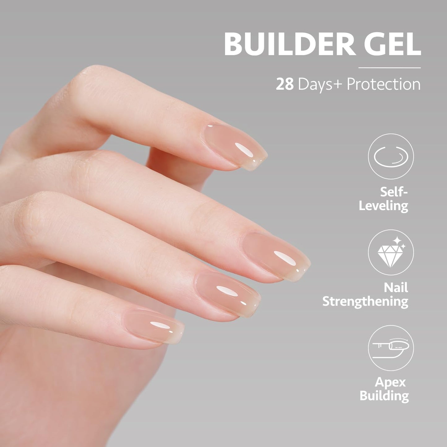 GAOY Builder Gel for Nails, 16ml Nail Strengthener in a Bottle, Nail Extension Hard Gel, Soak Off Long Lasting UV Gel, 1729 Nude Jelly, Base Coat Top Coat Needed