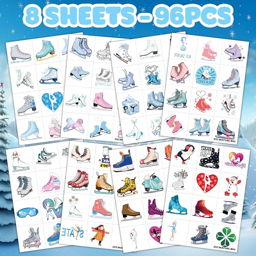 96pc Ice Skating Temporary Tattoos for Kids - Party Favors