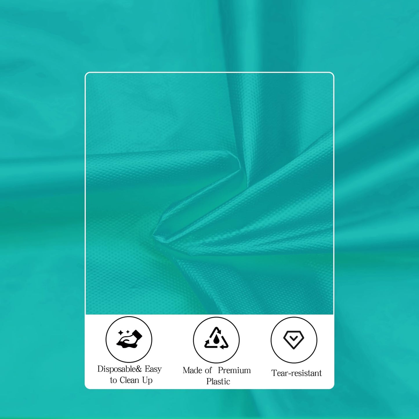 tujol Teal 6 Pack Plastic Table Cloth 84", Disposable Round Tablecloth Table Cover, Plastic Table Cloths for Parties