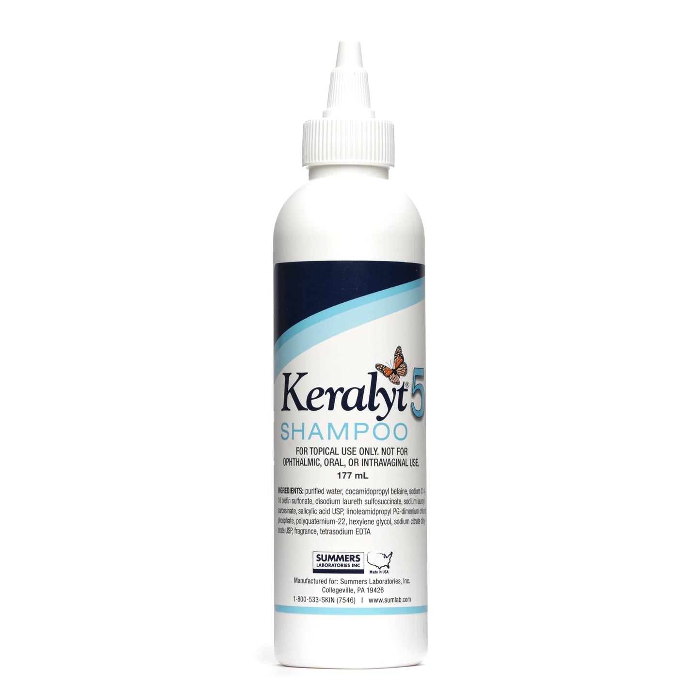 Keralyt 5 Anti-Dandruff Shampoo - Max Strength 5% Salicylic Acid Scalp Build-Up Clearing - Promotes Relief from Dandruff, Psoriasis, Seborrheic Dermatitis, Dryness, and Itchiness, 177 milliliters