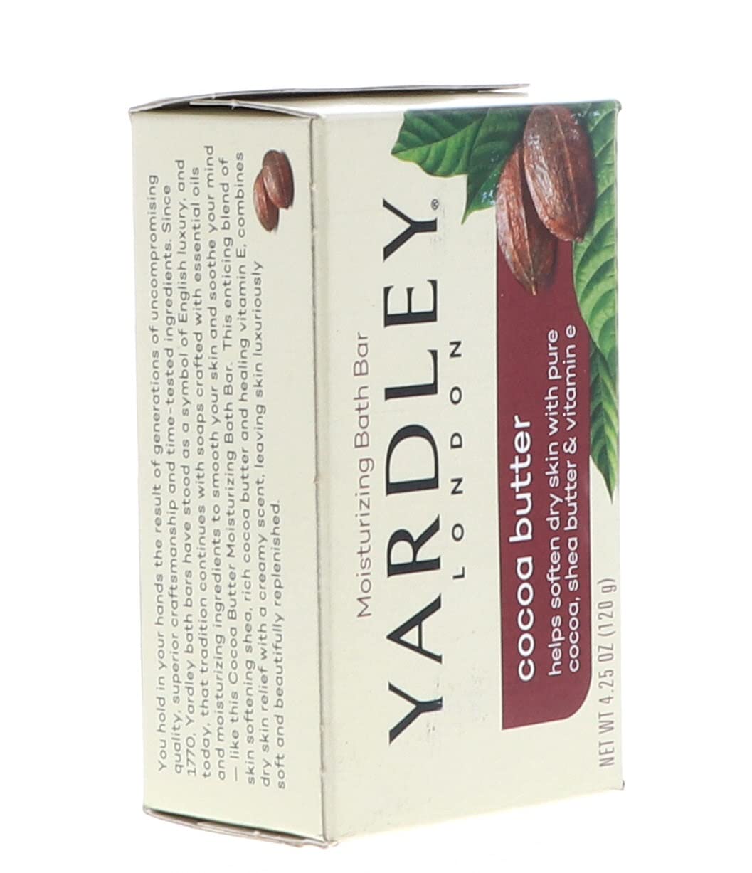 Yardley London Pure Cocoa Butter & Vitamin E Bar Soap, 4.25 Ounces /120 G (Pack of 3)