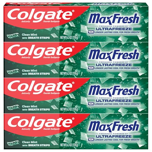 Colgate MaxFresh Clean Mint Fluoride Toothpaste, 6.3 oz (4 Pack)