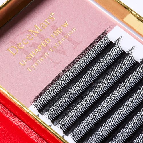 DeceMars 10D U-Shaped Eyelash Extensions - Easy Fans, Soft Matte Black