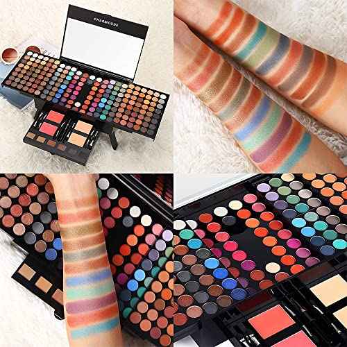 190 Colors Cosmetic Make up Palette Set Kit Combination with Eyeshadow Facial Blusher Eyebrow Powder Face Concealer Eyeliner Pencil A Mirror All-in-One Makeup Gift (Multicolor)