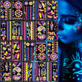 Glow in the Dark Neon Temporary Tattoos - 20 Sheets, 170+ Unique Designs for Party Rave Festival