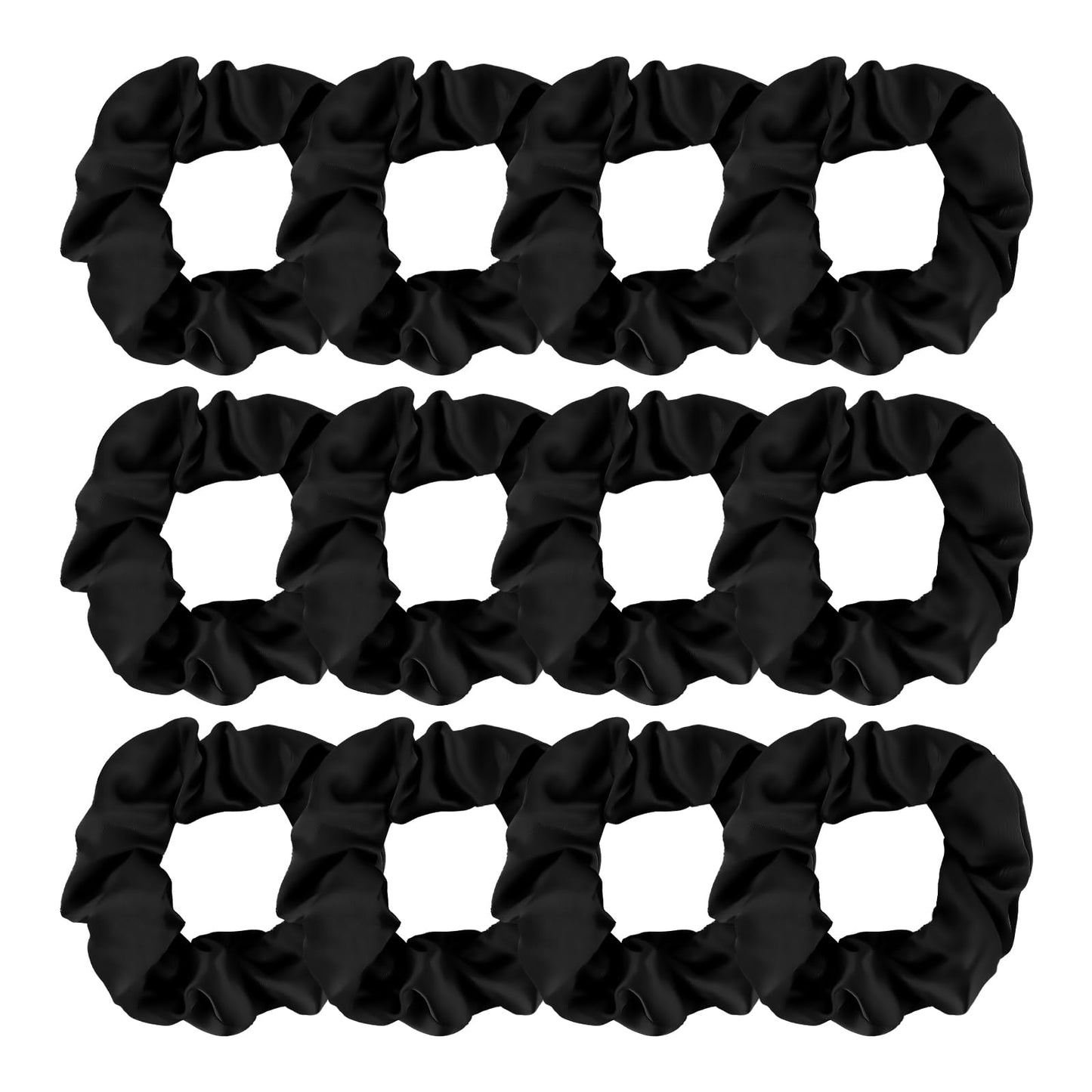 Jaciya 12 Packs Black Hair Scrunchies Satin Scrunchy Elastic Band Hair Bobbles Scrunchies Hair Ties Ponytail Holder Hair Accessories for Women Girls