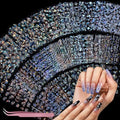 Teenitor 50 Sheets Laser Silver Aurora Nail Art Stickers - 3D Decals