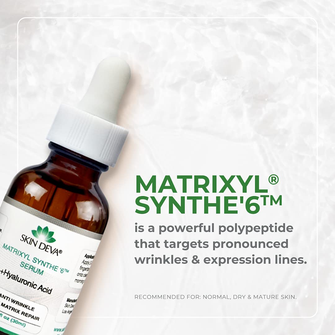 SKIN DEVA Matrixyl Synthe 6 Hyaluronic Acid Serum Anti Aging Serum Facial Serum Shrinks Pores and Keeps Skin Hydrated