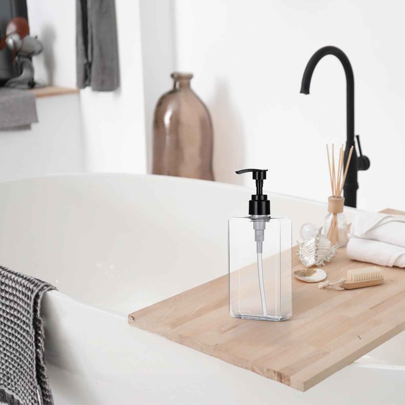 Yebeauty Pump Bottle Dispenser, 10oz 300ml Empty Plastic Shampoo Pump Bottles Shower Soap Dispenser Refillable Liquid Containers for Conditioner Body Wash, Bathroom Kitchen, 2 Pack Clear