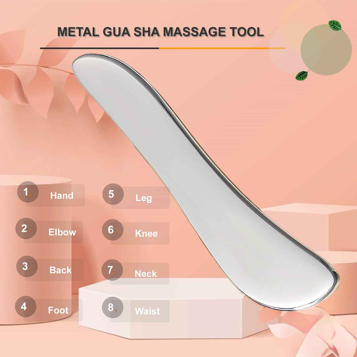 Hysotok Face & Body Massager - Stainless Steel Guasha Set for Wrinkle Reduction, Chin Lift & Skin Tightening (Silver)