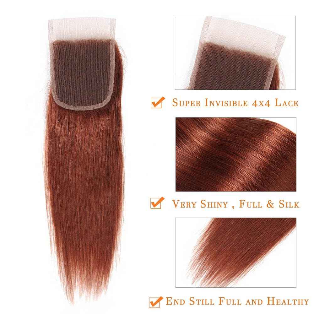 ijoy 4x4 Lace Closure 8 Inch Straight HD Lace Closure Human Hair for Woman 100% Brazilian Virgin Straight Human Hair Closure Pre Plucked with Baby Hair