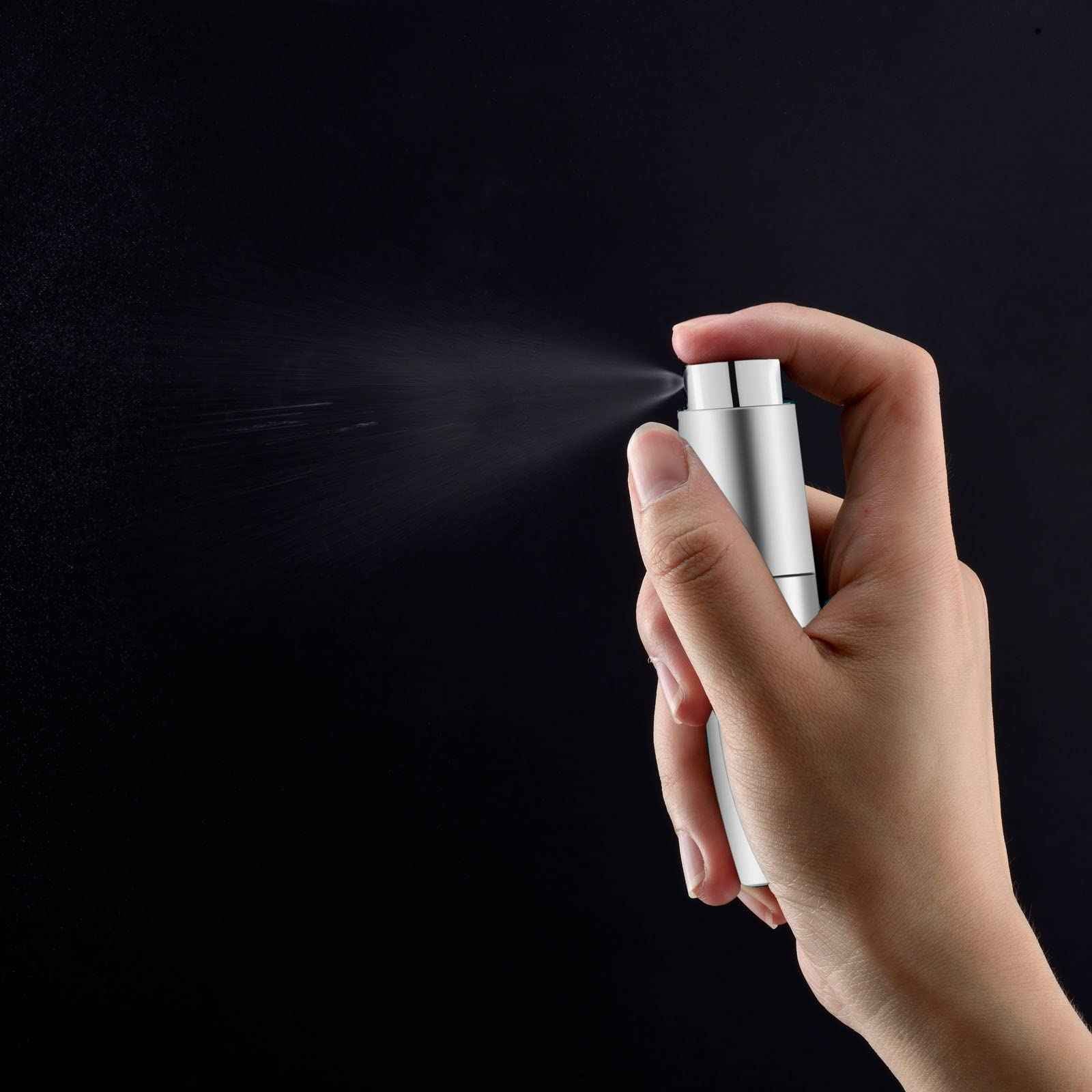 Lil Ray 8ml Portable Mini Perfume Atomizer, Refillable Empty Small Spray Bottle for Travel, Twist Tpye Pocket Cologne Sprayer (Silver)