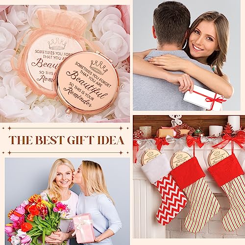 Dandat 25 Set Pocket Inspirational Compact Mirrors Bulk for Women Sometimes You Forget That You're Beautiful Magnifying Mirror Thank You Gifts Sisterhood Gifts for Women Girls Friends