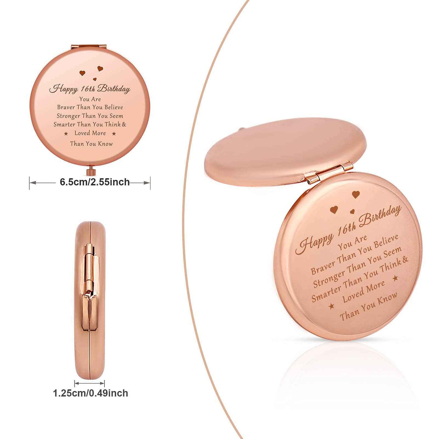 Jielahua 16th Birthday Gifts for Girl Sweet 16 Year Old Birthday Gifts Ideas for Girls Daughter Granddaughter Niece Travel Mirror Compact Makeup Mirror Birthday Gifts from Sister Friendship Gifts