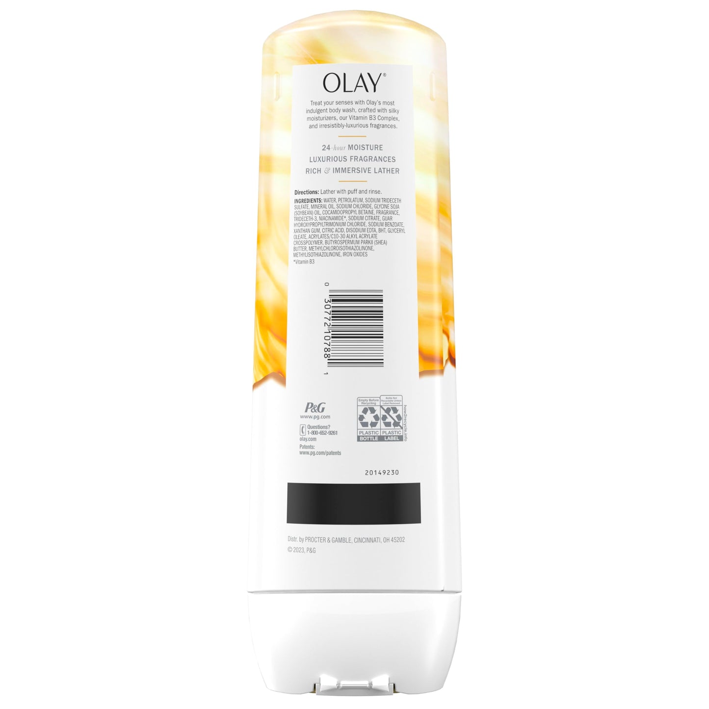 Olay Indulgent Moisture Body Wash for Women, Infused with Vitamin B3, Notes of Mango Butter and Vanilla Orchid Scent, 20 fl oz