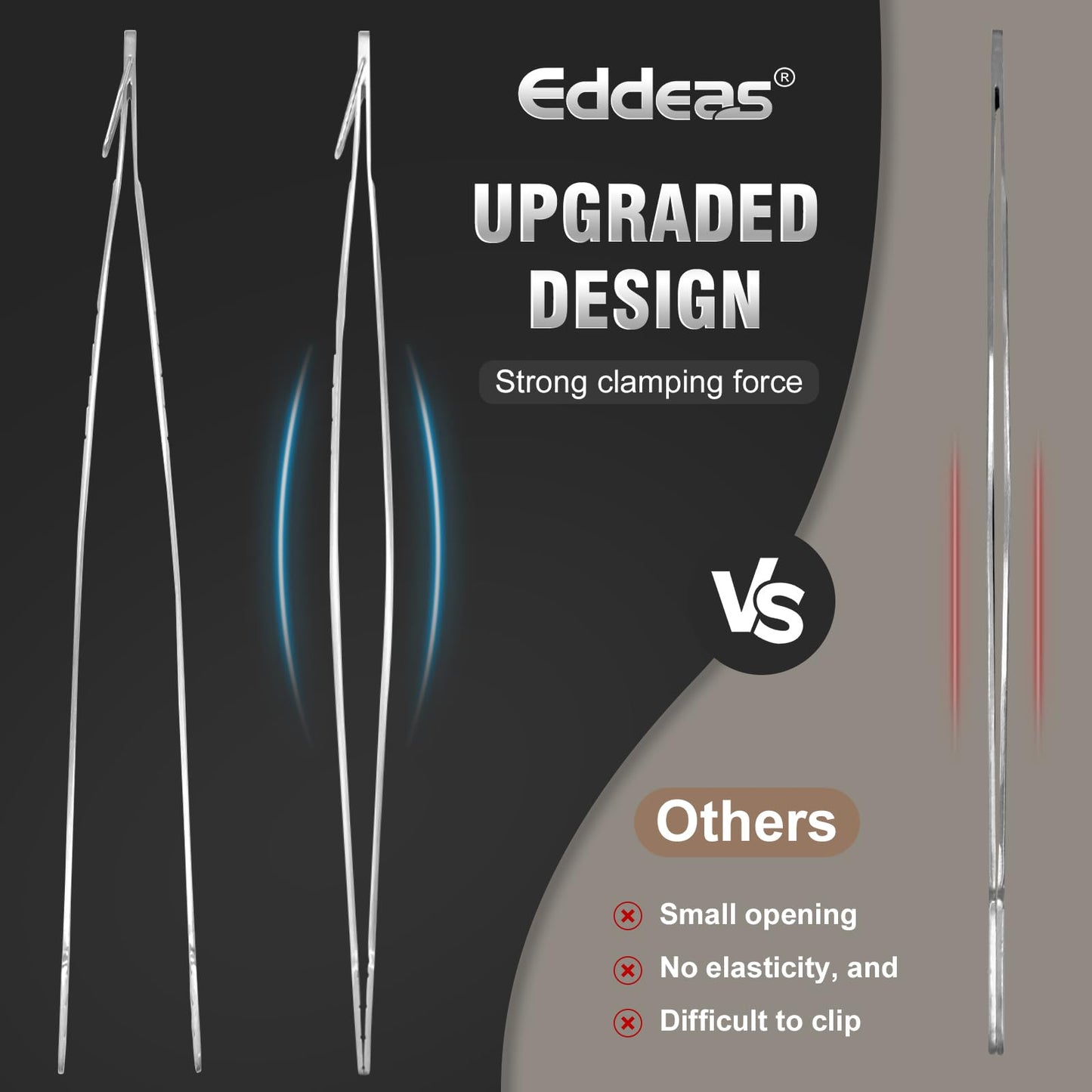 Eddeas Kitchen Tweezers Tongs, Cooking Tweezers Stainless Steel - 3 Size 12'' 10'' & 8 inch Ideal for Meat, pasta, plating and pinching delicate small pieces of food, Set of 3