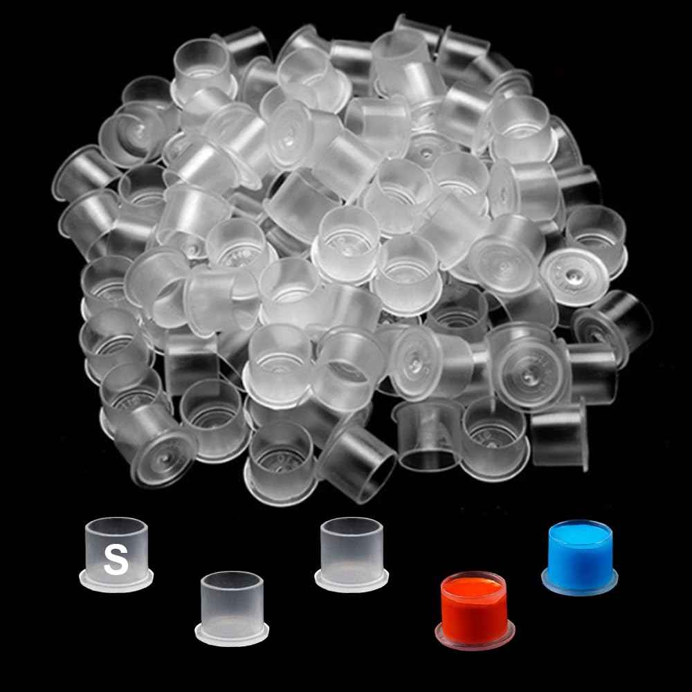 1000Pcs Tattoo Ink Caps with Base - Gakonp 11mm Tattoo Ink Cups Disposable Ink Caps Plastic Pigment Cups for Tattoo Supplies