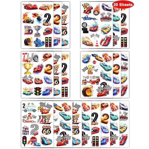 216 Pcs Two Fast Temporary Tattoos for Race Car Theme Party Decorations - 2 Fast 2 Curious Style Party Tattoos Stickers, Racing Enthusiast Temporary Tattoos for Theme Birthdays