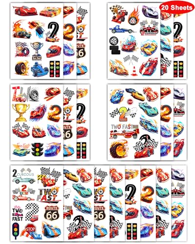 216 Pcs Two Fast Race Car Temporary Tattoos for Party