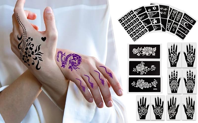 Henna Tattoo Stencil Kit - Self-Adhesive Body Art