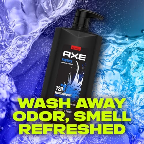 AXE Men's Body Wash & Shower Gel, Phoenix, 3-Pack, 12H Invigorating Crushed Mint & Rosemary Scent, 32 Fl Oz Each