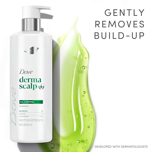 Dove Derma Scalp Shampoo 1 ct Oil Control for Gentle Build-Up Removing, with Glycerin, 16 oz