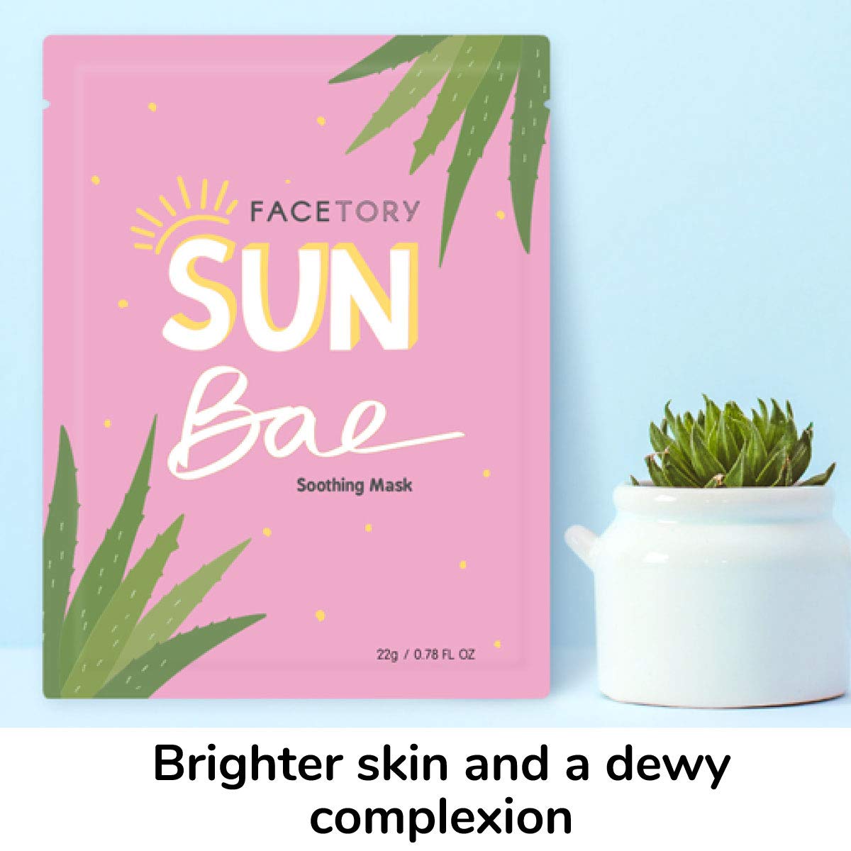 FACETORY K Beauty Face Mask Skin Care - SUN BAE SOOTHING Sheet Mask with Aloe & Shea Butter | After Sun Care, Soothe & Restore (10 Pack)