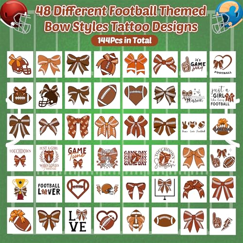 144Pc Football Temporary Tattoos - 2 Inch Waterproof Stickers