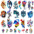 48 Watercolor Temporary Tattoos - Waterproof, Adults & Kids