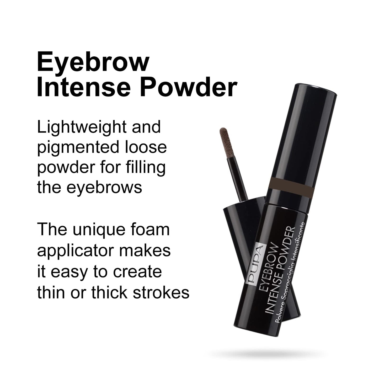 Pupa Milano Eyebrow Intense Powder - Instant Tinting Brow Definer Powder - Buildable, Soft, Smudge Proof Texture - Gives Thin, Sparse Brows Natural Color and Shape - 003 Dark Brown - 0.035 oz