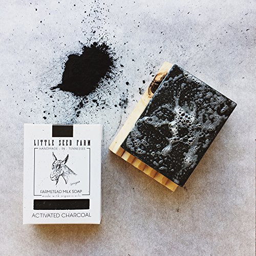 Little Seed Farm Organic Goat’s Milk Soap – 3 Pack of Activated Charcoal Facial and Body Bars – Handmade and Cruelty Free – Detoxifying and Deep Cleaning – Unscented for Sensitive Skin, Net Wt. 4.75oz