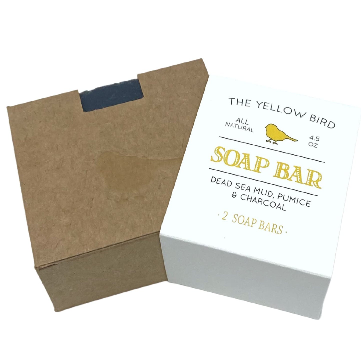 The Yellow Bird Natural Bar Soap (Dead Sea Mud Pumice Charcoal, 2 Bar Pack)