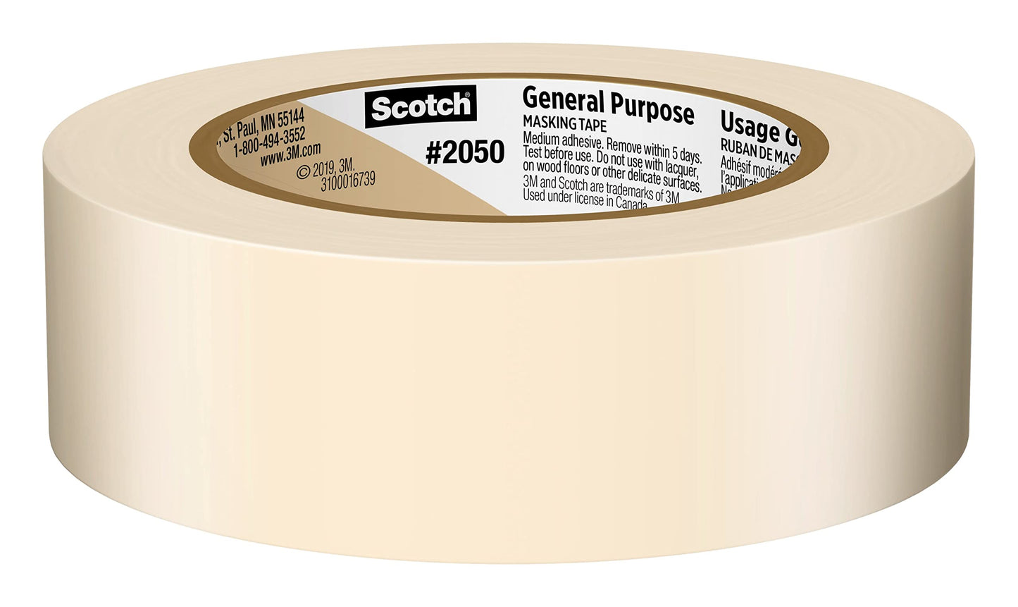 Scotch General Purpose Masking Tape, Tan, Tape for Labeling, Bundling and General Use, Multi-Surface Adhesive Tape, 1.41 Inches x 60 Yards, 1 Roll