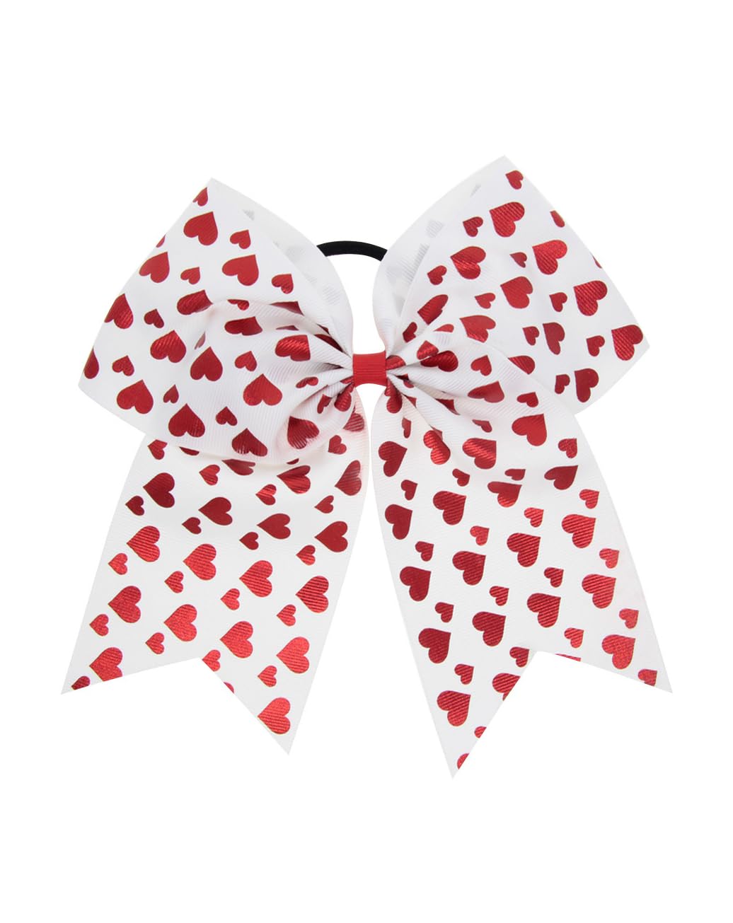 Valentines Bow Ponytail Holder Tie Cheerleader Girls Cheer Hair Bow Tie JHV06 (White-03)