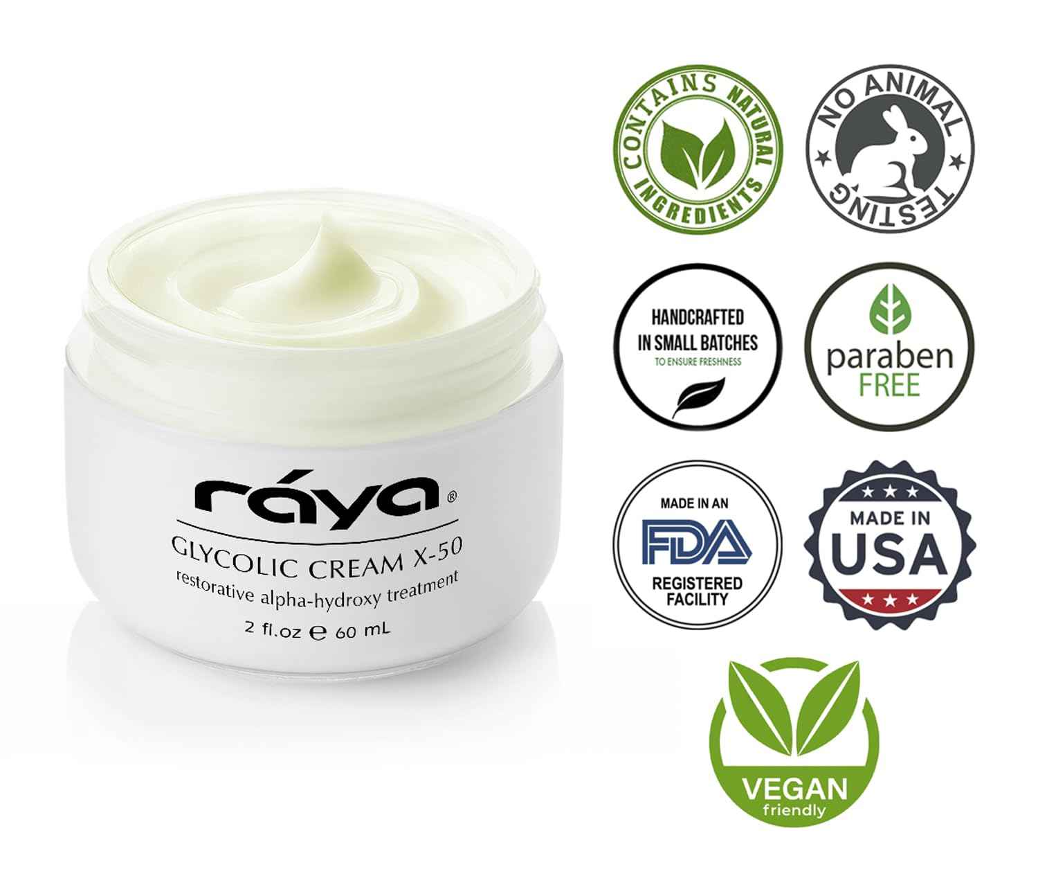 RAYA Glycolic Cream X-50 with AHA (G-329) | Exfoliating Facial Treatment for Non-Sensitive Skin Beginning to Show Signs of Aging | Helps Reduce Lines and Wrinkles | Made with Alpha Hydroxy Acids