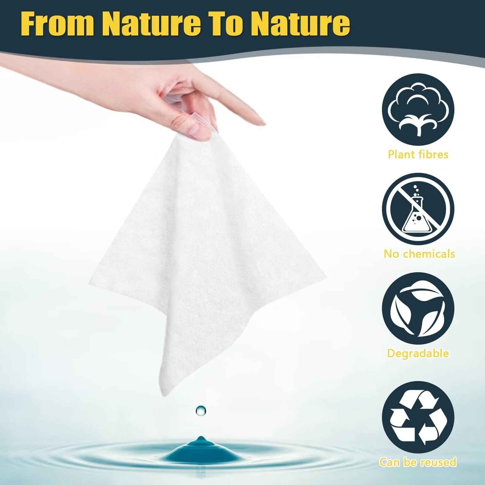 Fcaeon Compressed Towel Tablets 500 Pcs Disposable Face Towel With 4 Dispenser Bottles Cloths Camping Hiking Outdoor Gear Family Travel Gym Workout Fitness Emergency Use Portable Washcloths(Blue)