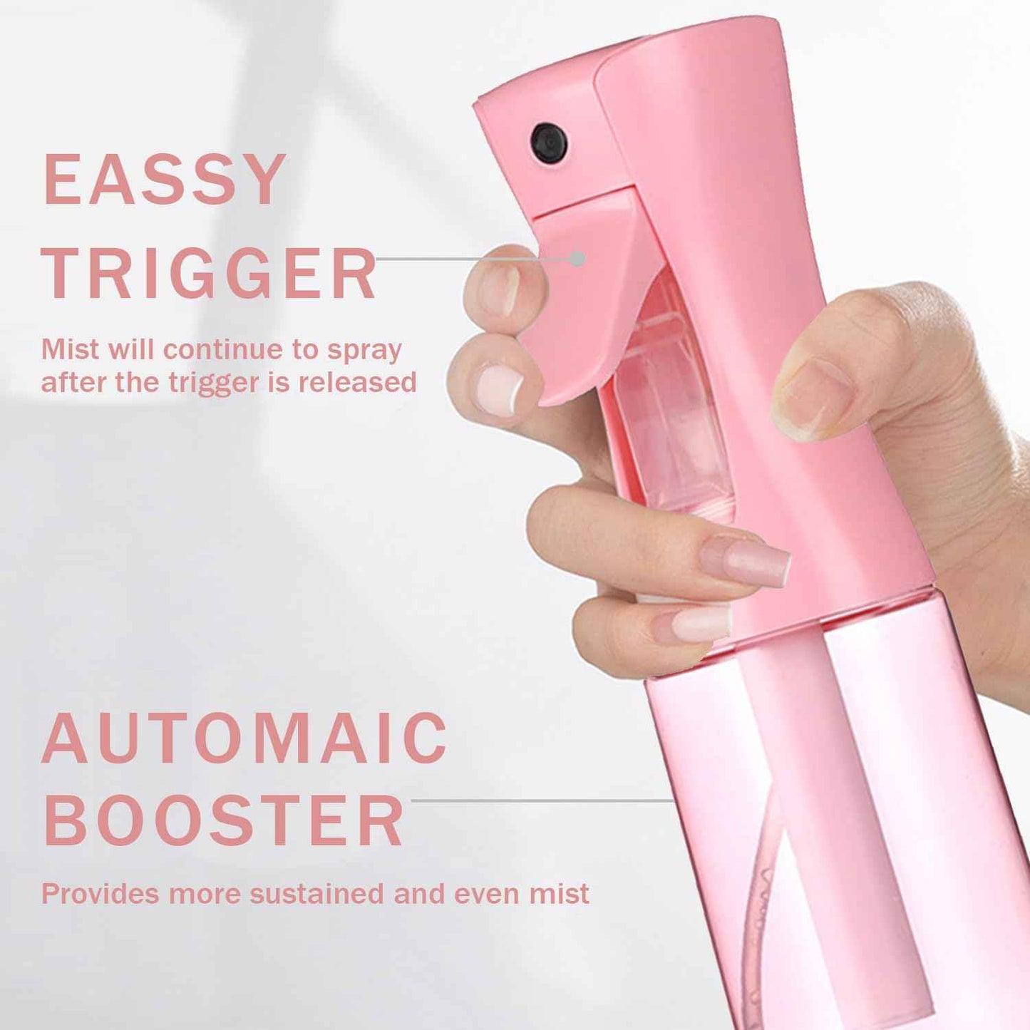 ESSKAM Hair Spray Bottles, Continuous Spray Bottle, Fine Water Mist Spray Bottles for Hair, 2-Pack 6.8 OZ (200 ML) Mister Spray Bottle for Cleaning,Plants,Barbers,Pink